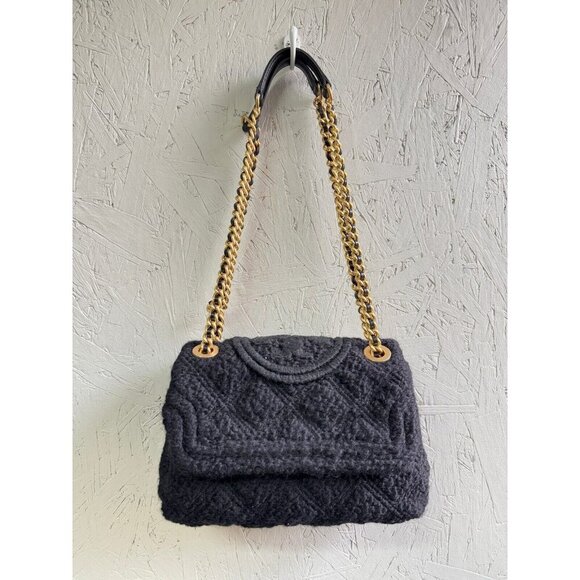 TORY BURCH Fleming soft bouclé tweed small convertible crossbody bag -Black - Picture 2 of 14